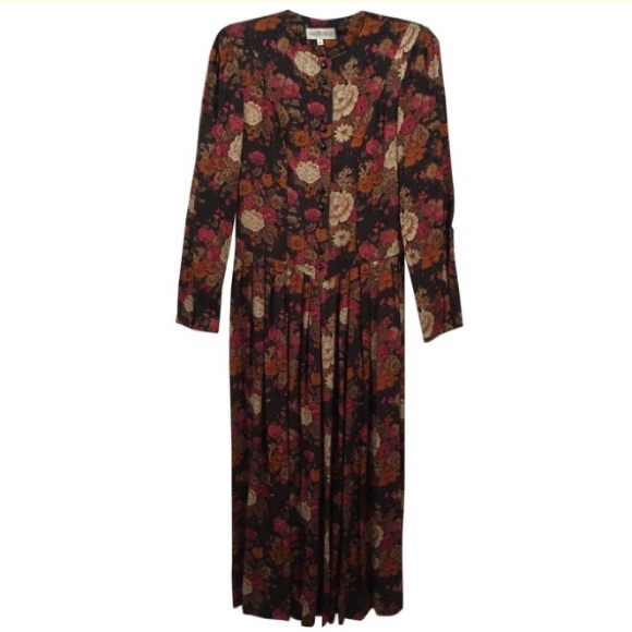 Vintage 80s Boutique Orange Pink Black White Dress - Picture 2 of 11